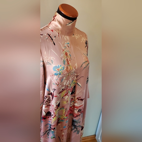 Aritzia Wilfred XS Laverne 100% Silk Floral High Neck Cottagecore Midi Dress - Picture 9 of 12